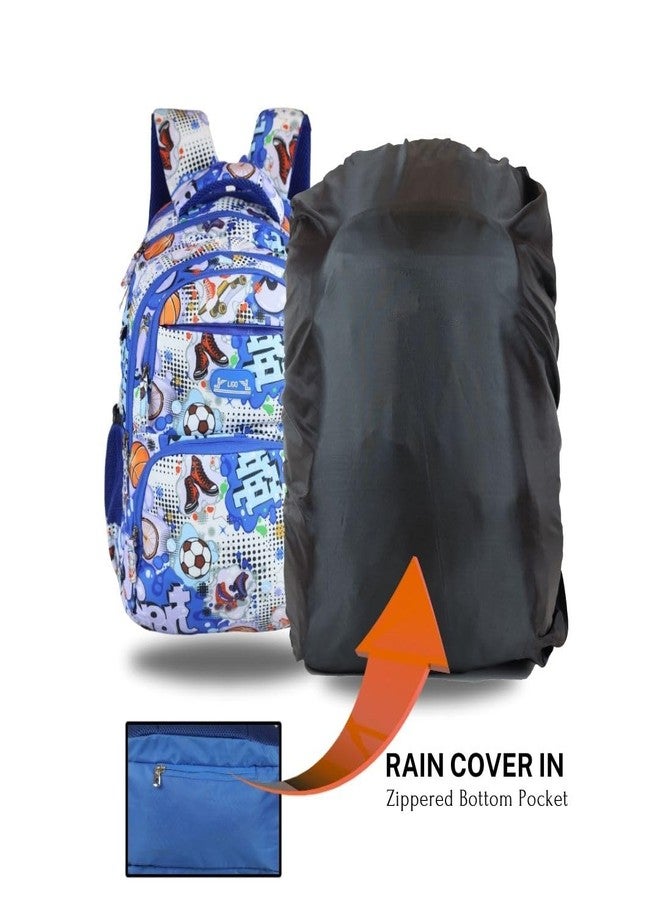 Ligo Football Print 16 Inch School Bag for boys with Bottle Pocket and Front Organizer school bag for girls (Royal Blue) - Image 2